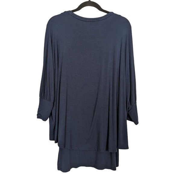 SOFT‎ SURROUNDINGS Stretch jersey Layered Indeevar Tunic blue Bohemian Top Small - Picture 3 of 10